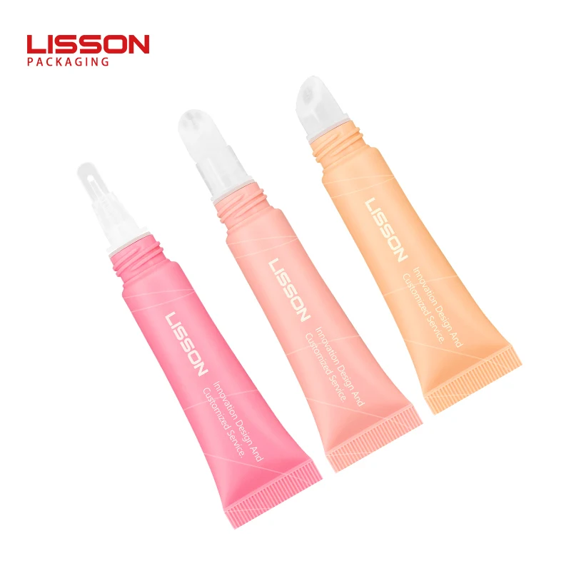 Luxury Pink 10ml Empty Plastic PE  Lip Balm Tube Cosmetic Lipstick Squeeze Lip Gloss Tubes Packaging Silicone Applicator