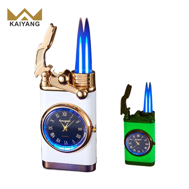 Stylish Metal Watch Lighter, Rechargeable Butane Lighter and Timepiece Combo, Durable and Unique