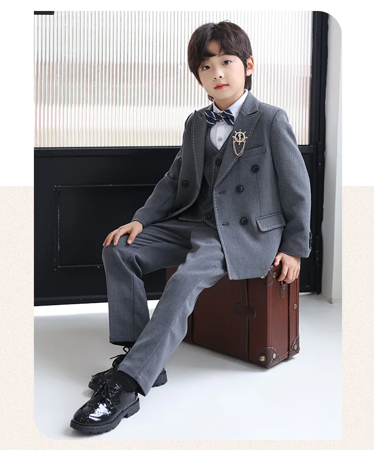 Boys Uniform Fashion Accessories Kids Blazer Slim Fit Straight Suit Pants Toddler Teen Clothing Set