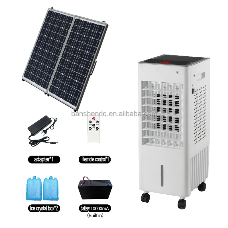 2024 New Solar Power Air Cooler Mist Fan DC Charging Small Water Air Conditioner for Outdoor & Garage Electric & Battery Powered