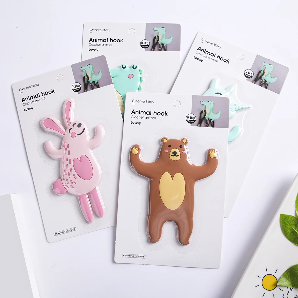 Wholesale Kitchen Bathroom Strong adhesive Hooks Storage Hanger Animal Clothes Hanger Wall Mounted Hook