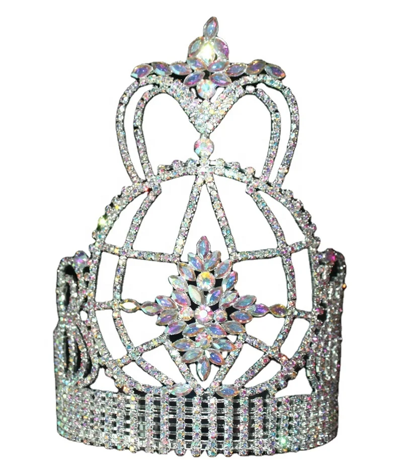 Free Customized All Sizes Beauty Ab Crystal Pageant Bridal Crowns Wedding Princess Queen Winner Tiaras