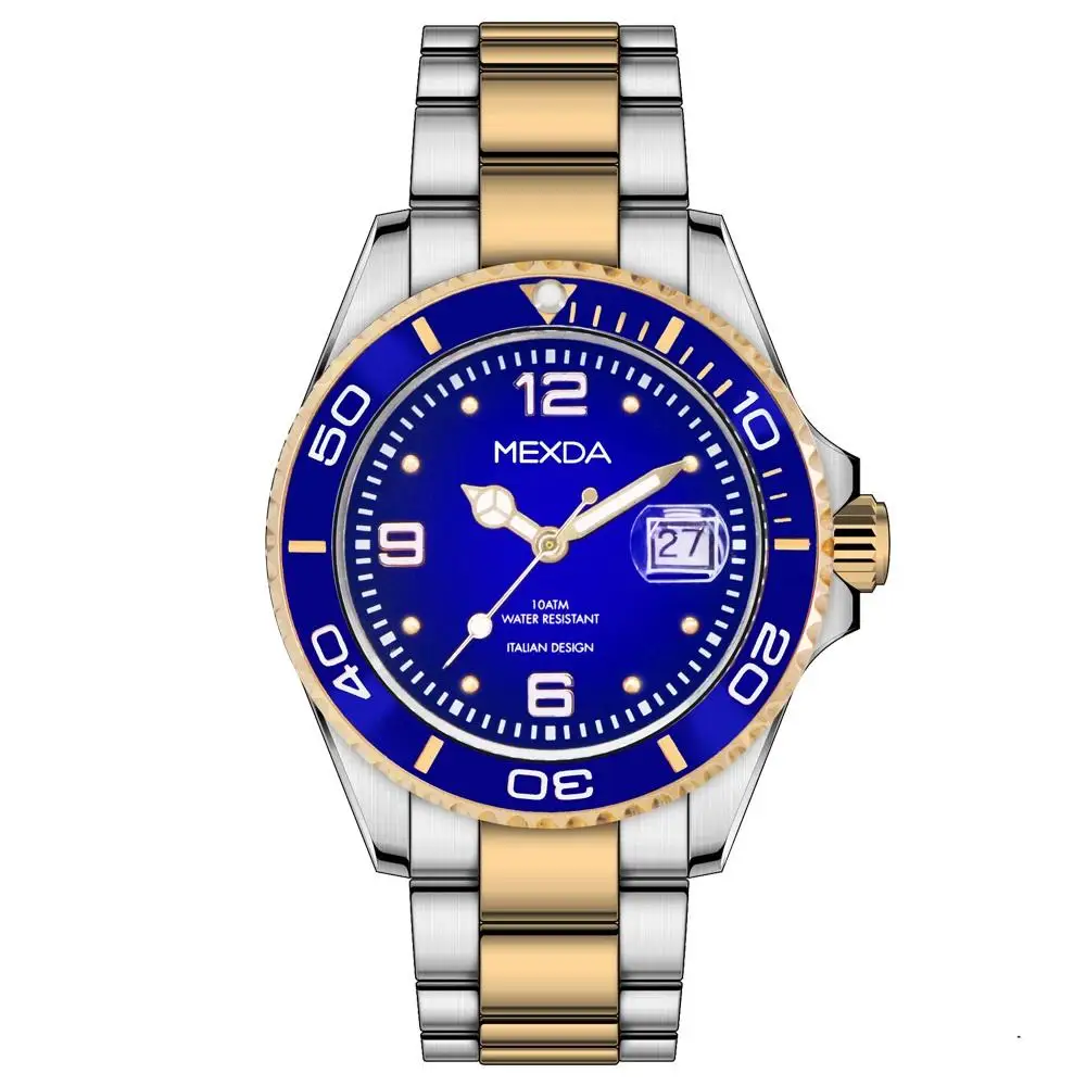 Mexda Custom Logo Stainless Steel Fashion Dive Watch Sport Luxury Relojes Luminous Watch for Men