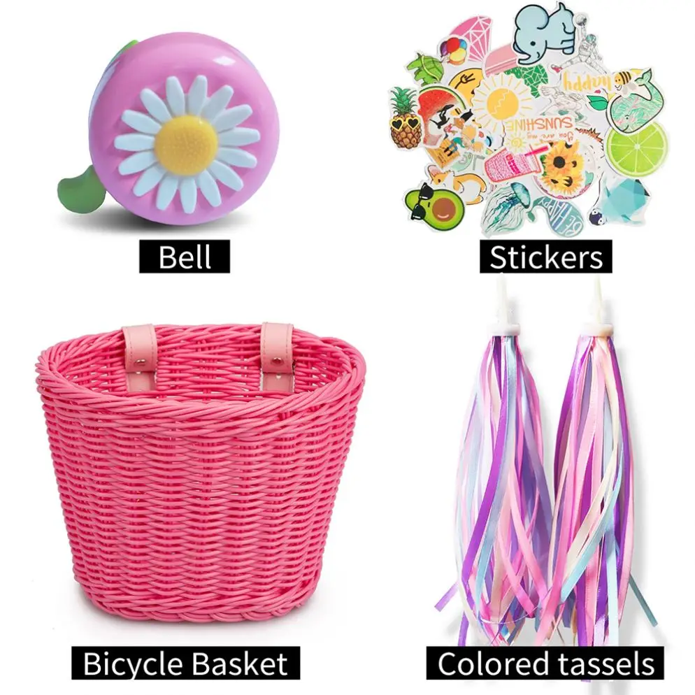 Istaride Children Woven Bicycle Basket Boys Girls Bike Wicker Basket Kids Front Handlebar Handwoven Wicker Bicycle Basket