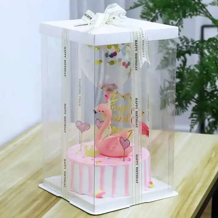 Birthday Party PET 4 6 8 10 12 14 Inch Transparent Cake Packaging Gift Box