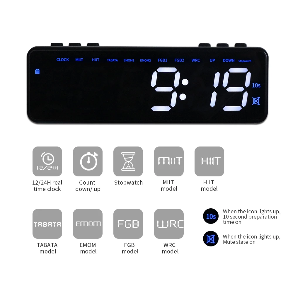 YIZHI Magnetic Desktop Wall Digital Countdown Timer Clock LED Sports Fitness Multi-functional Stopwatch Interval Timer