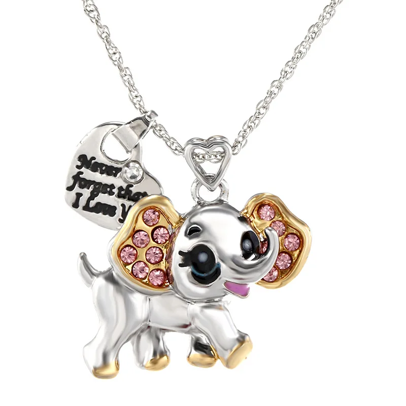 Fashion Crystal Animal Silver Color Alloy Necklace Cute Owl Bee Angel Turtle Heart Cross Elephant Pendant Necklace Women Jewelry
