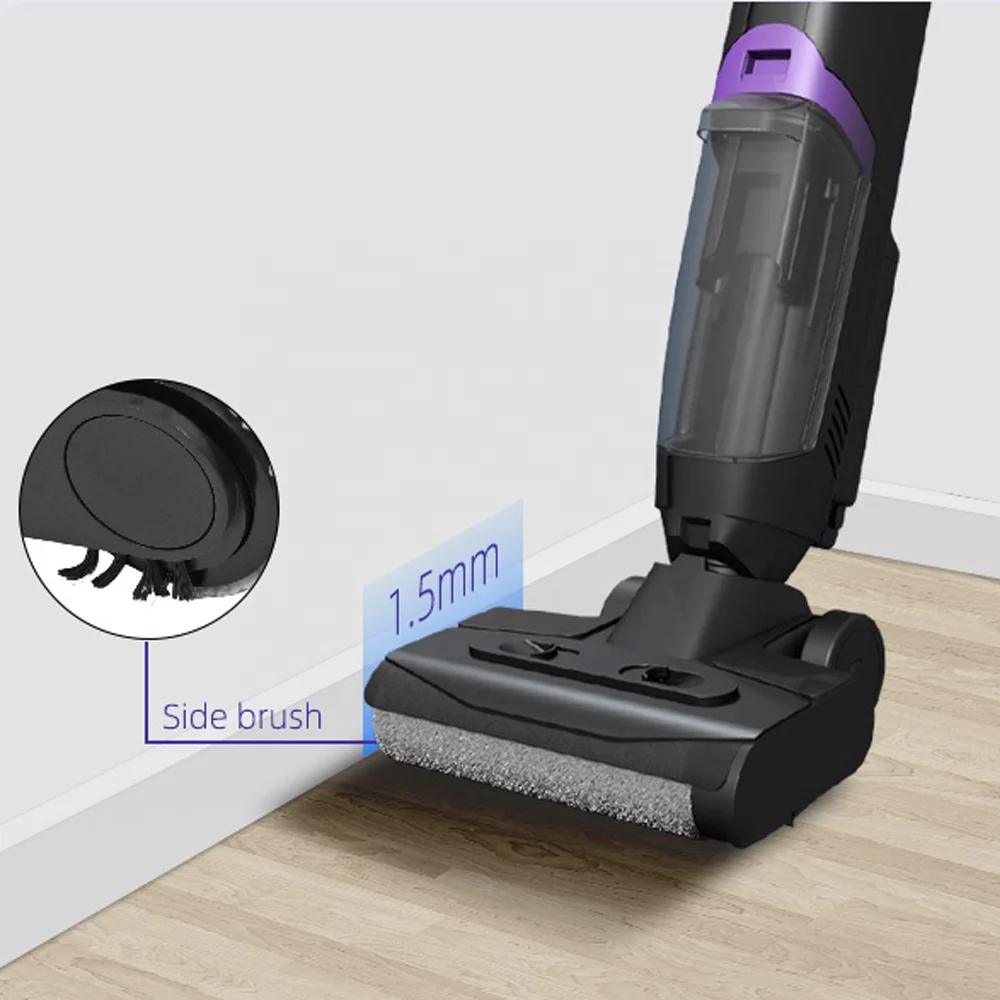 Portable Cordless Wet & Dry Vacuum Cleaner with Self-Cleaning Feature Hand-Held Battery Powered Floor Washer for Household Use