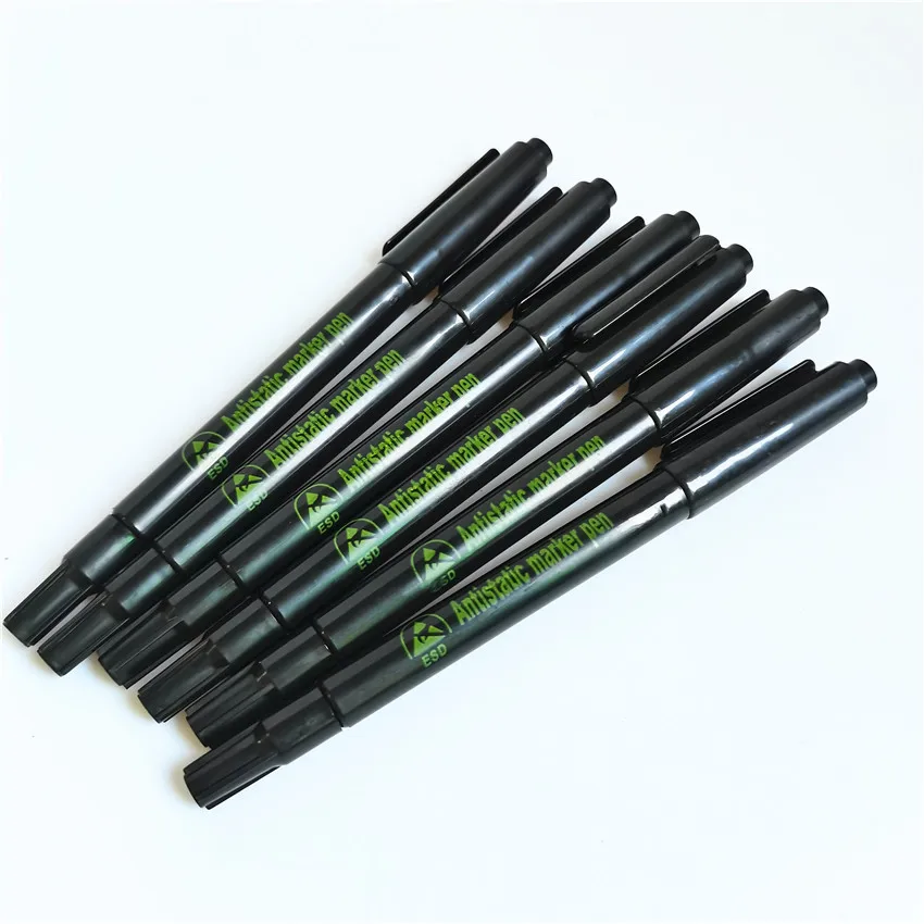 ESD Marker Pen for Office Box Black Customized LOGO Single Provided Permanent Moisture Proof Marking Marcadores Round Toe 50pcs