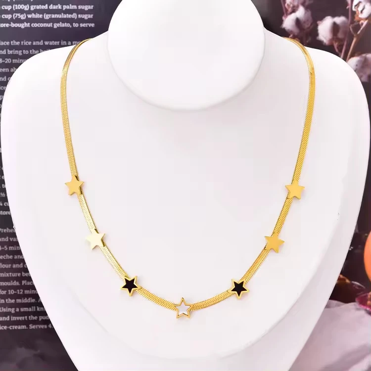 Bijoux en acier inoxydable Star Flower Charm Bracelet Necklace Jewelry Set Snake Chain Shell Butterfly Heart Necklace for Women