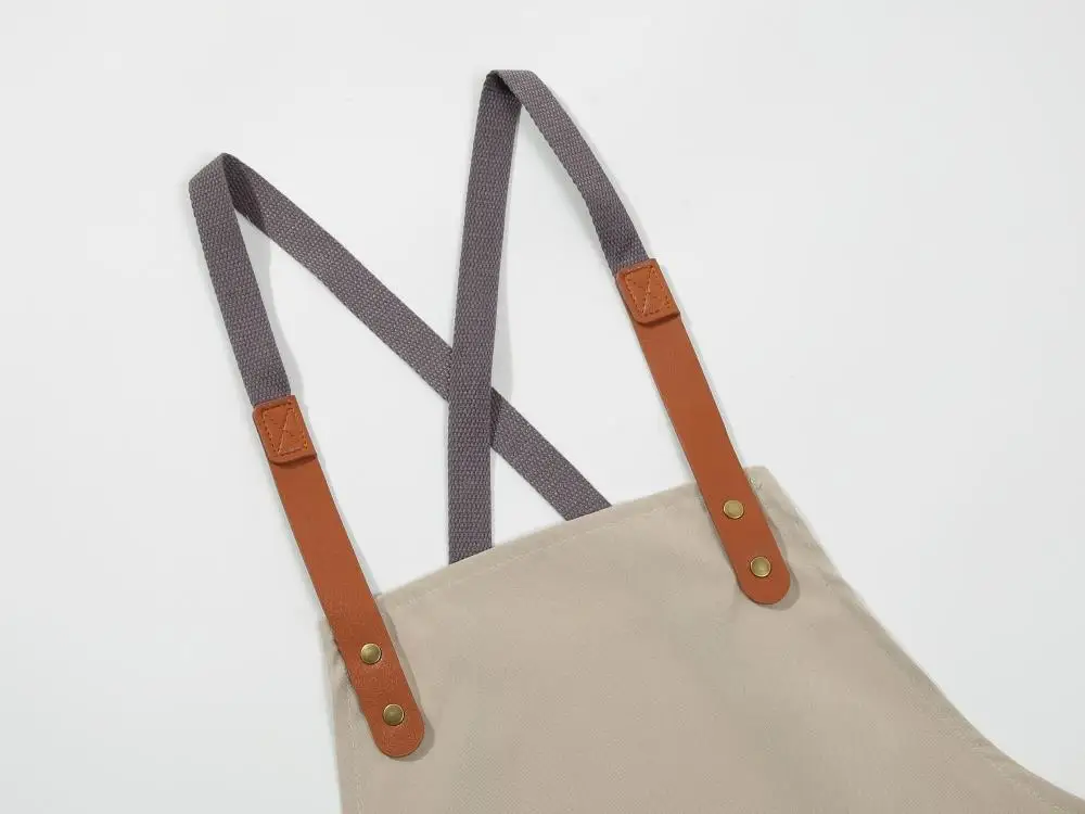 Custom Logo High-end Waterproof Chef Cafe BBQ Food Cooking Cleaning Bib Aprons Kitchen Canvas Apron For Women