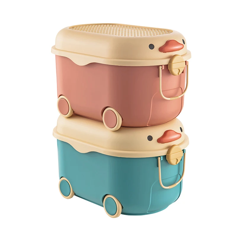 OEM Customized Cartoon Appearance Lovely Duck storage Box Large size Kid toys organizer Bin Used for children to form habit