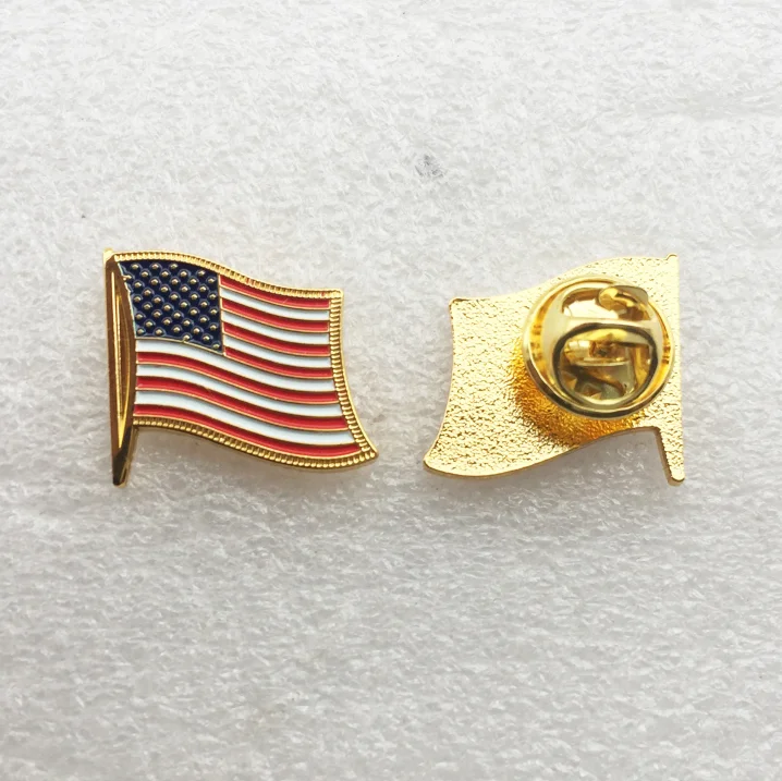 personalized metal lapel pin gold engraved customized logo souvenir american flag lapel pin