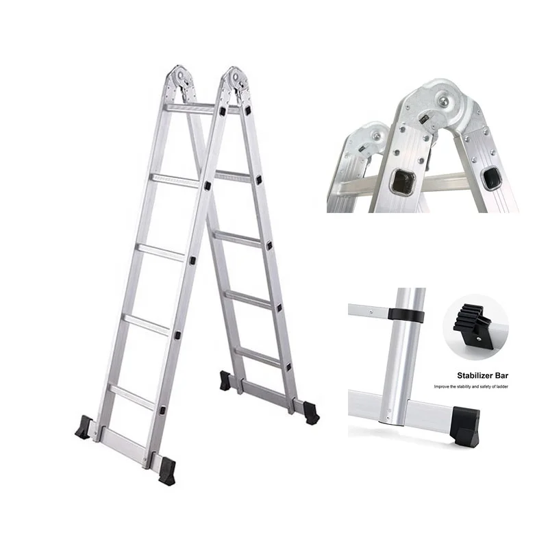 China Wholesale 4x3 4x4 4x5 4x6 Small Hinge Step Multi-purpose Ladder Foldable Ladder 5 Steps Aluminum Multi Function Ladder