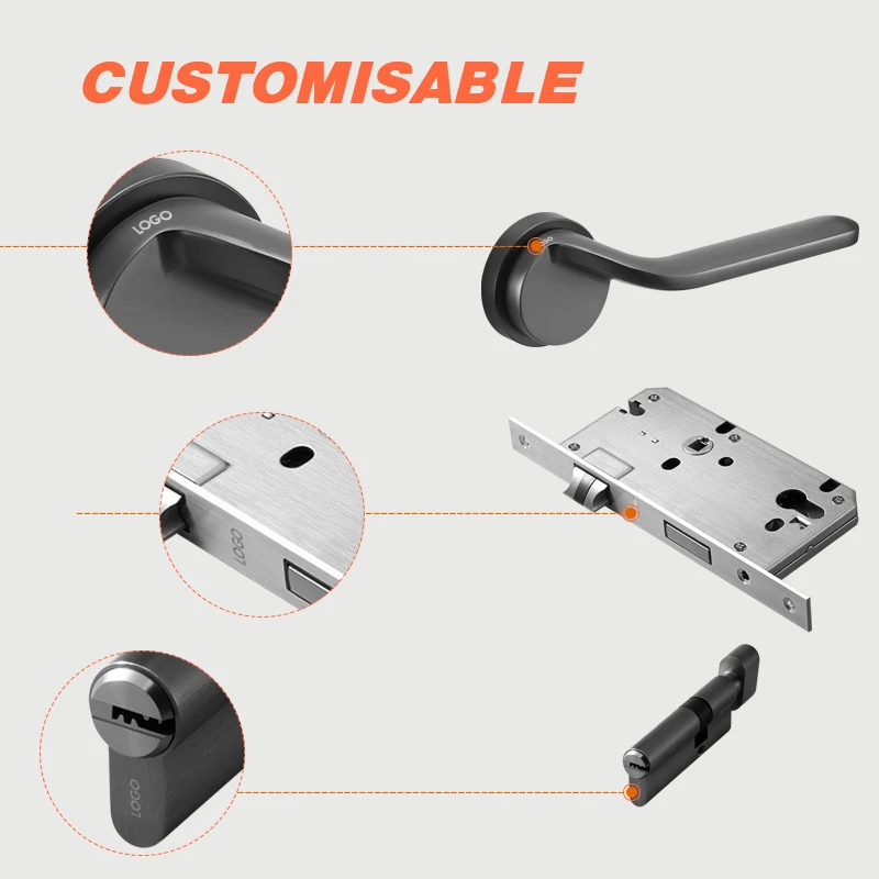 Luxury PVD Gold Interior Door Handles Modern Zinc Alloy Internal Lever for Bedrooms and Hotels for Wooden door