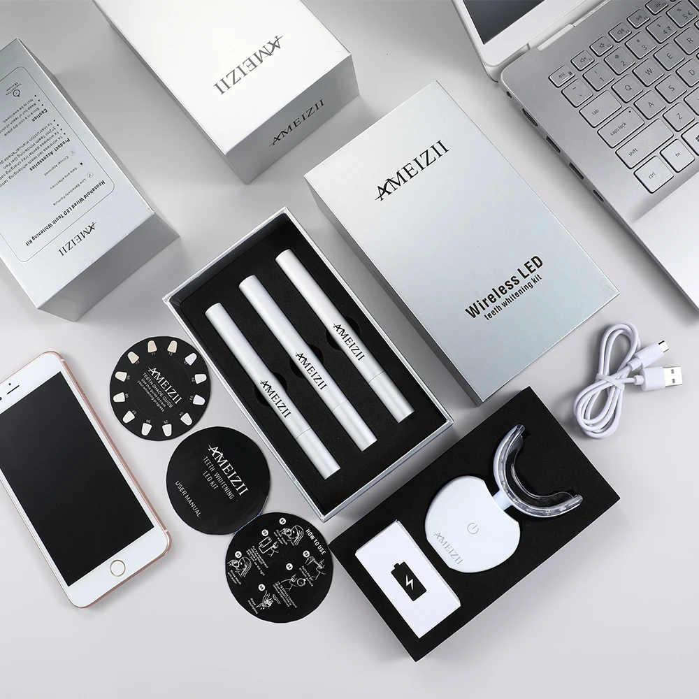 OEM ODM Home Wireless Magnetic Charging Teeth Whitening Light Lamp Equipments Blanqueador Dental Tooth Bleaching Gel Pen Kits