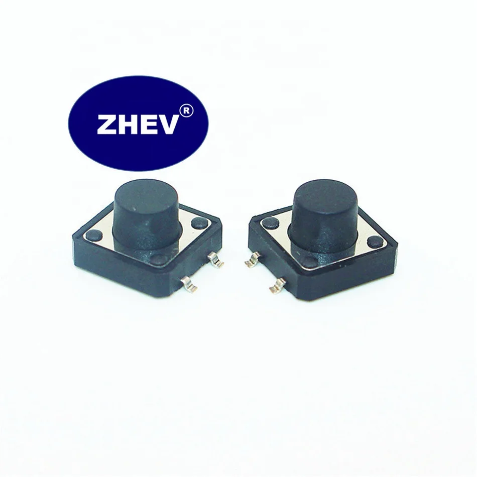 250GF SMD 12X12X9MM Tactile Switch With Reset Black Button Tact Reel Packing
