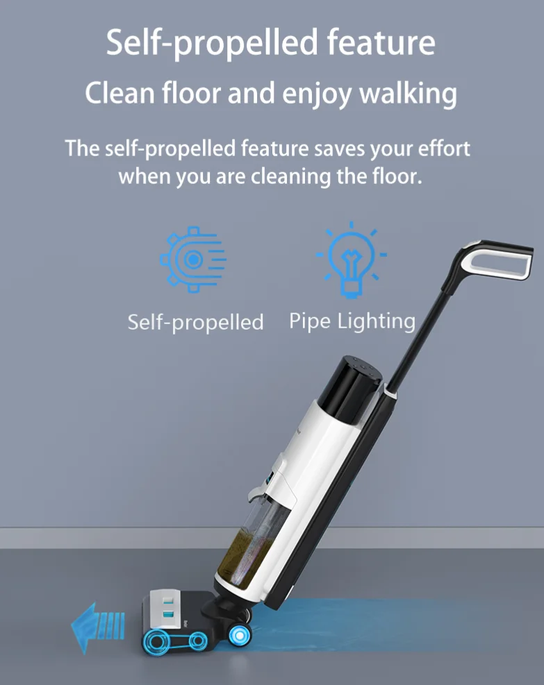 2022 Flomo MAX Floor Washer Fancy Design 13kpa Strong Vacuum Power Wet & Dry Best Hard Floor Cleaner for Hotels Cars APP Control
