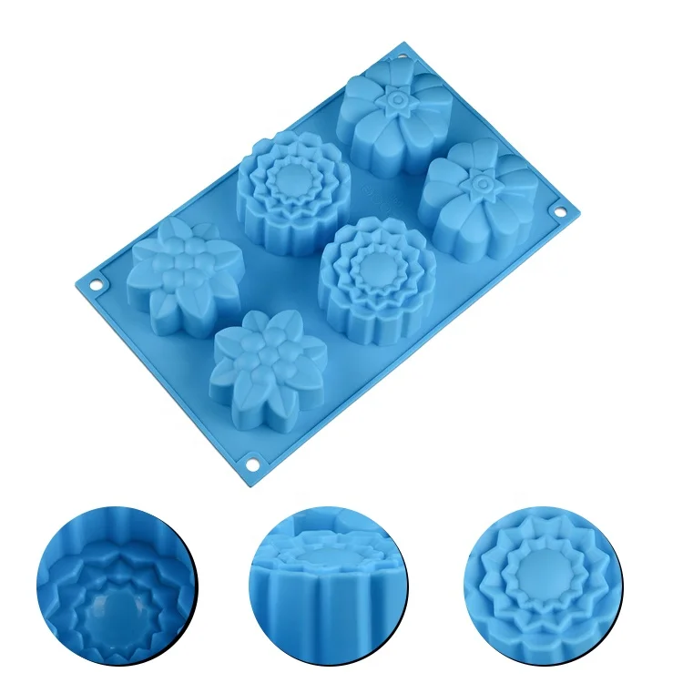 
Factory Soap Fondant Heat Resistant Round Flower Custom Silicone Moon Cake Mold 