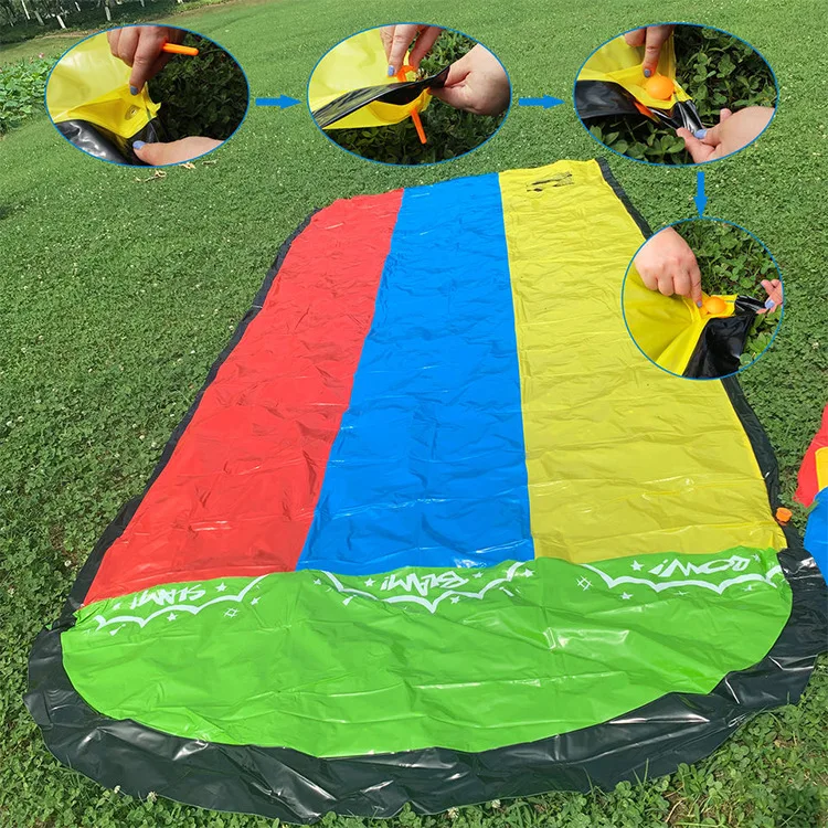 Wholesale children & adult outdoor summer water slide lawn inflatable lawn inflatable water jet pad water slide toy