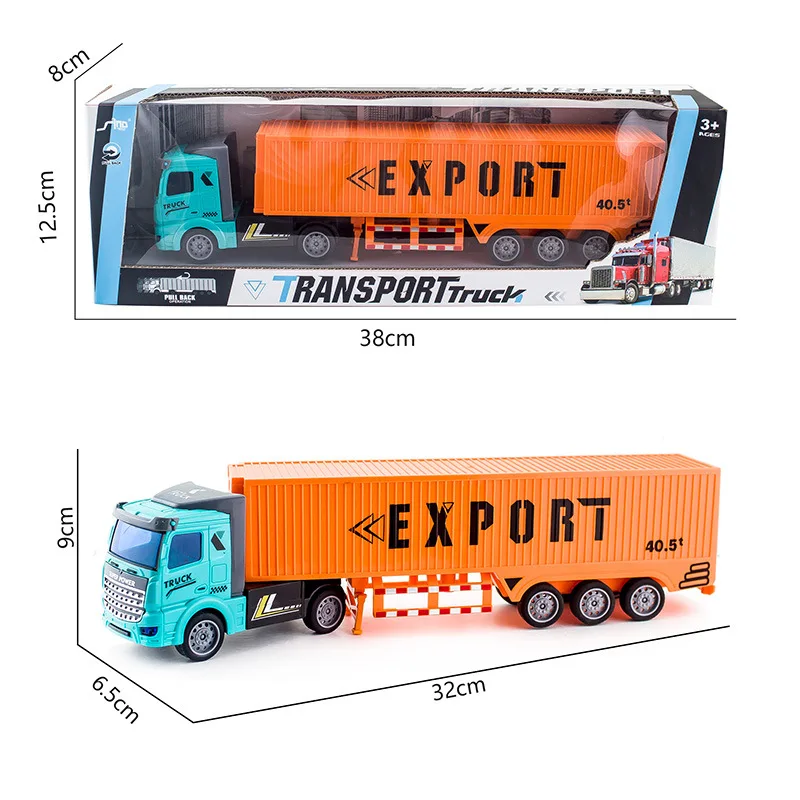 Jiefan cross-border semi-trailer heavy engineering dump transport container tank boy model pull-back tow truck toy