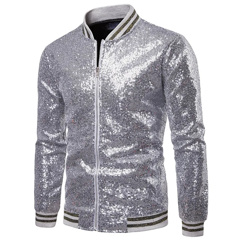 Luxurious golden Sequin Nightclub Jacket Men 2022 Autumn New Streetwear Puck Coats Baseball Bomber Male Wedding Party Stage