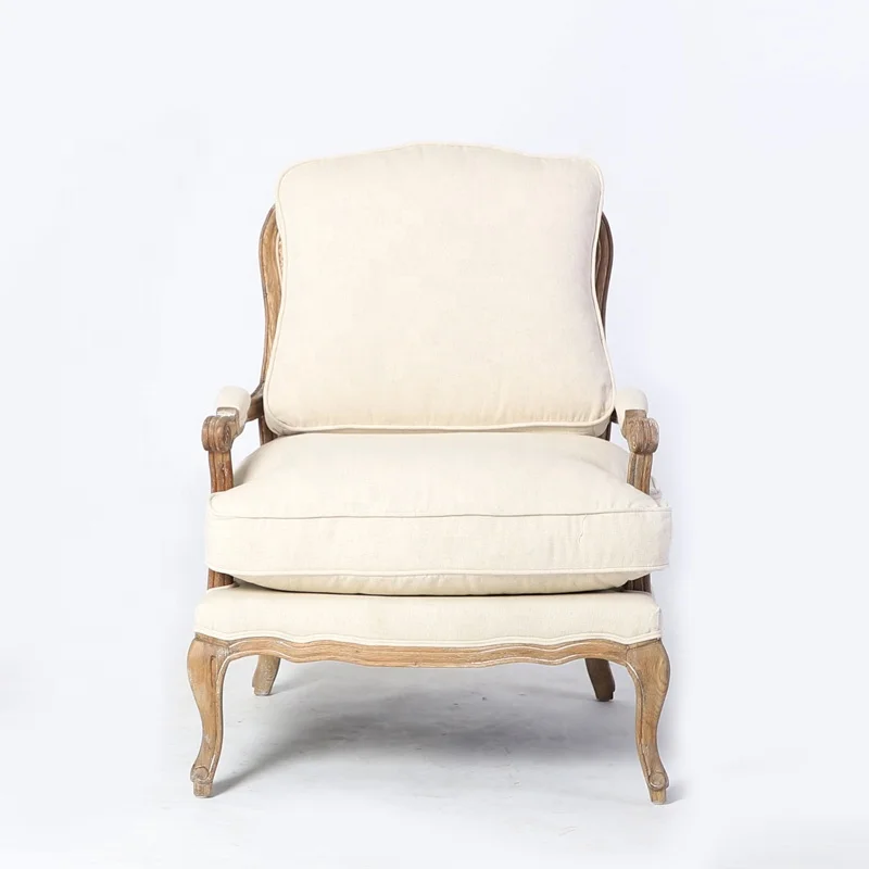 Hand carved cane back dining chair antique Wooden French Style cushion sofa/armchair(CH-300-Oak)