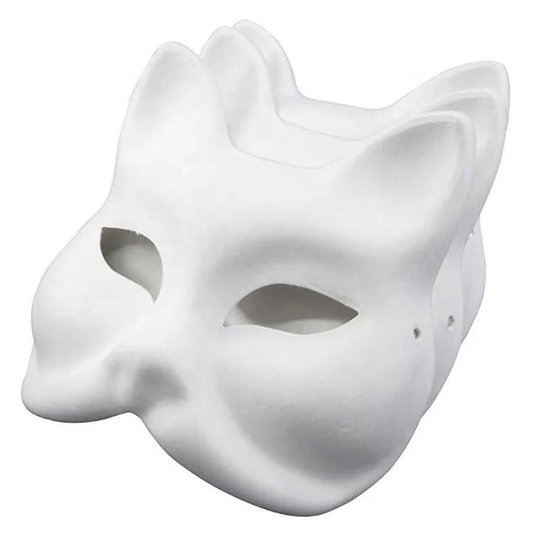Hot sale white paper blank hand painted diy animal face fox cosplay mask