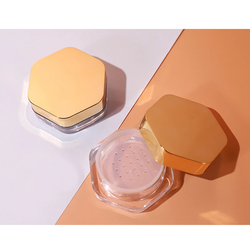 Clear Ready Stock Cosmetic Makeup Powder Container Case Empty Plastic Loose Powder Jar with Sifter