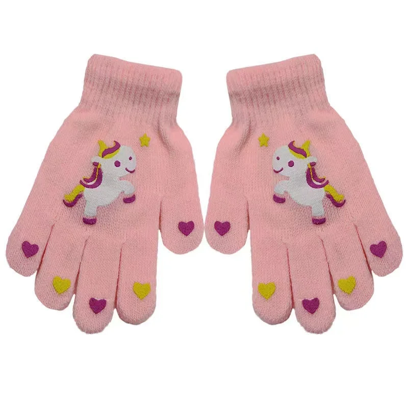 Детские акриловые Смещенные Мультяшные перчатки на все пальцы теплые вязаные перчатки