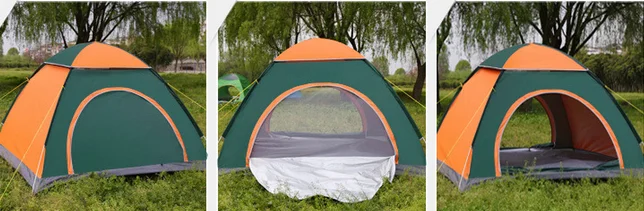 Camping Tent 3-4 Person Double Layer Living Resort Tent Easy to Install Beach Tents for Camping