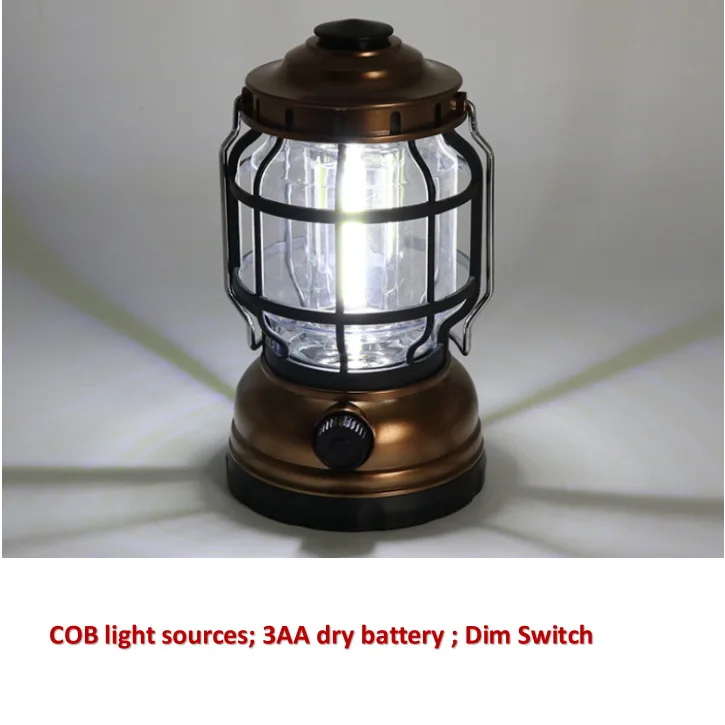 2020 New Product High Quality COB Antique Portable Lamp With Stainless Steel handle Camp Light For