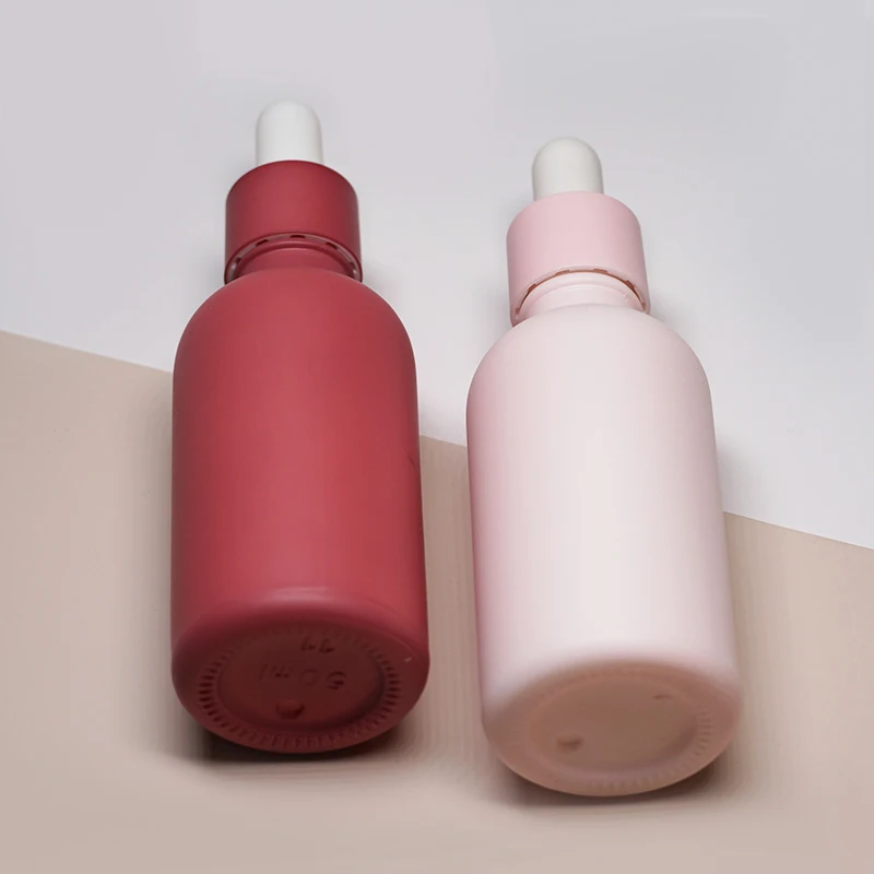 
50ml Customized round opal glass sreum bottle with matte dropper for skin care 