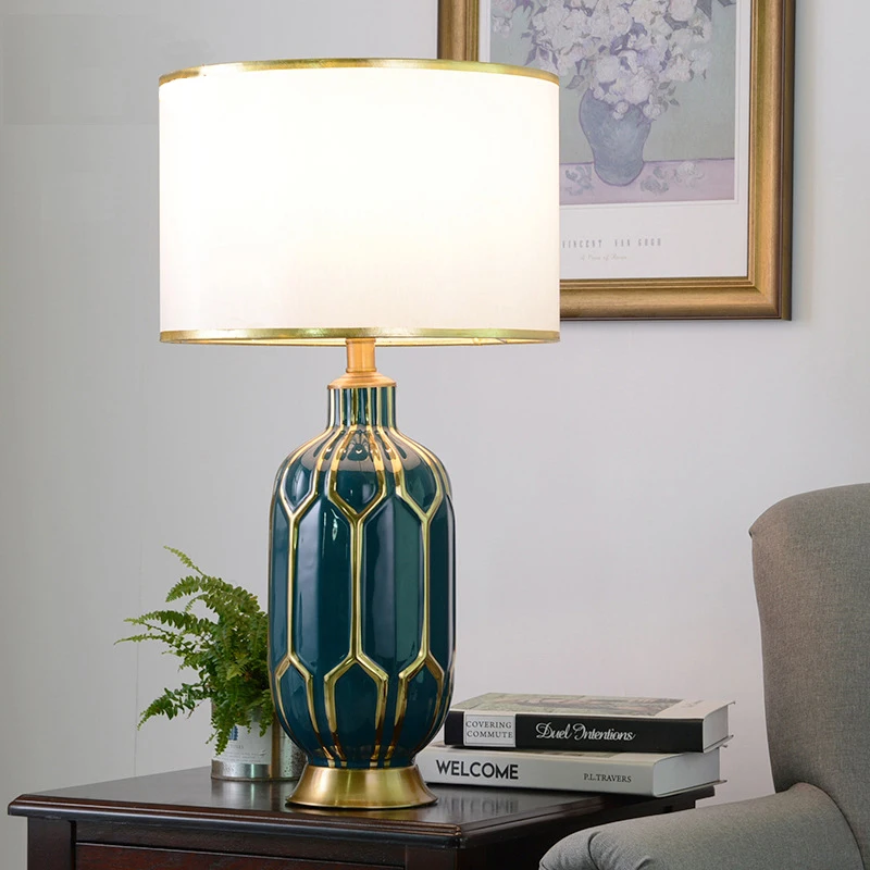 Gold Metal Ceramic Vase Side Table Light E27 Hotel Home Decor Desk Lighting Modern Bedroom Bed Lamp Luxury Bedside Table Lamp