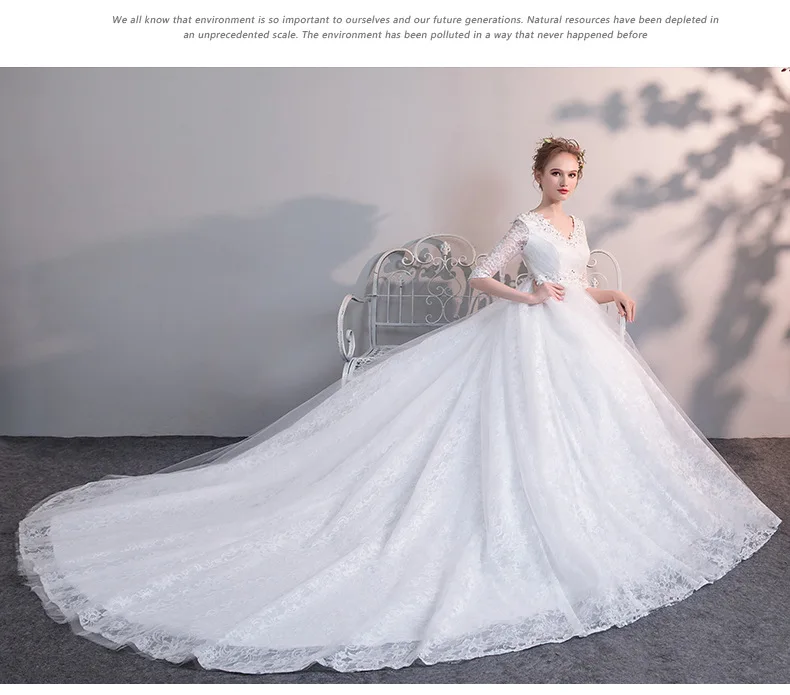 V Neck Lace Half Sleeve Ball Gown Wedding Dress for Pregnant Women Maternity Wedding Gowns