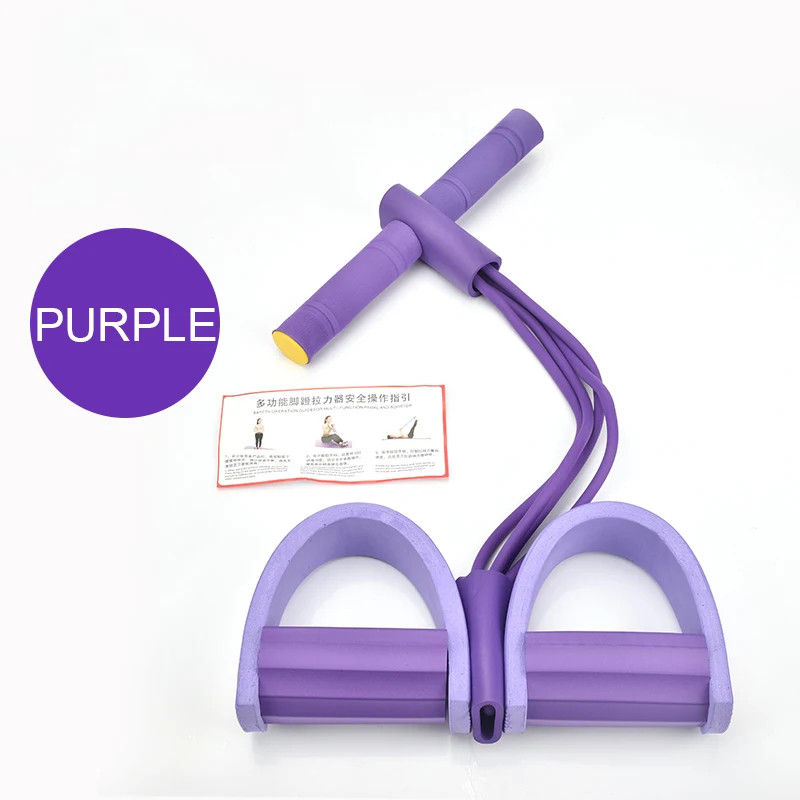 Cheap Indoor Fitness 4 Tubes Training Exercise Bands Resistance Band Home Sport Equipment Foot Pedal Pullers