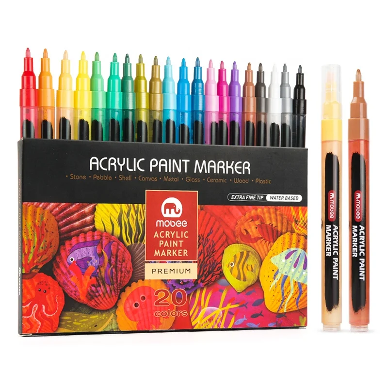 P-967A-20 Высокопроизводительные акриловые маркеры Mobee многоцветные поделки товары для творчества быстросохнущие ручки