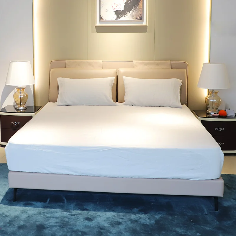 Wholesale High Quality Eco-firendly 100% Flax soft washed Linen Fabric Luxury  Bedding fitted sheet set grounding sheets