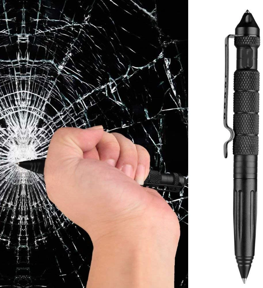
Military Tactical Pen, Professional Self Defense Pen, Emergency Glass Breaker Pen - Tungsten Steel, Writing Tool with 6 Refill 