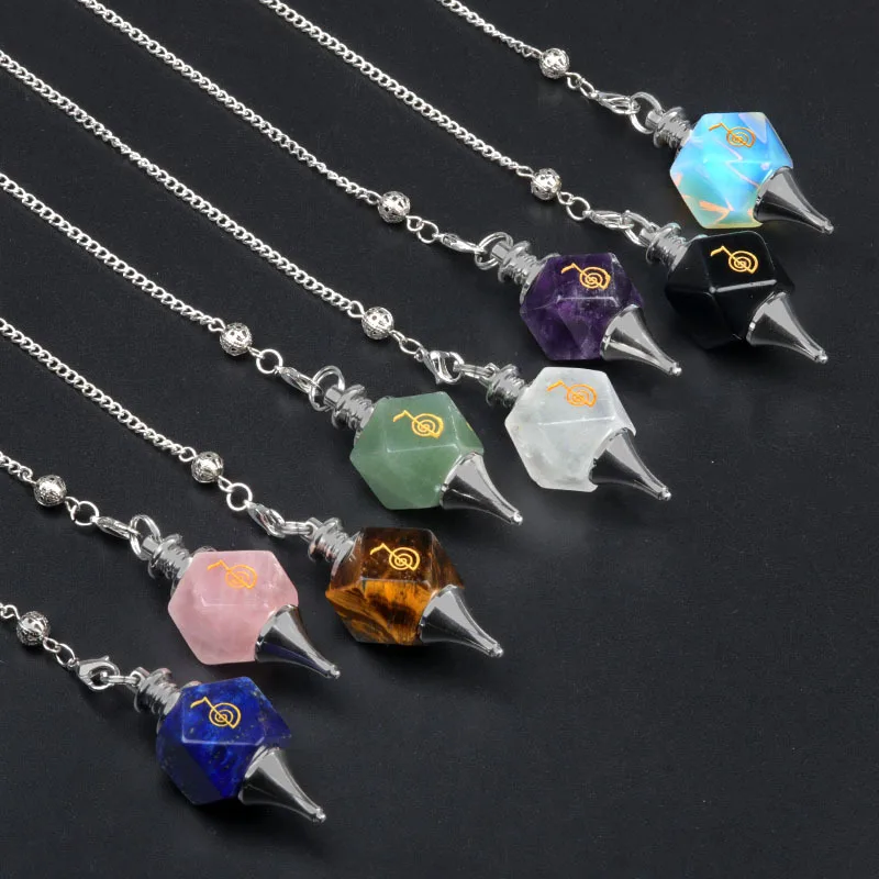 Natural Quartz Energy Stone Faceted Square Gyroscope Pendulum For Meditation Home Decor Crystal Crafts