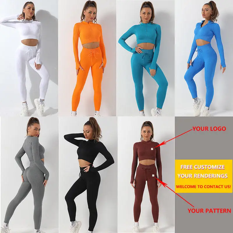 Women Custom Printed Gym Fitness Compression Workout Active Wear Yoga Set Sport Seamless Tights Leggings Yoga Pants Yoga Clothes