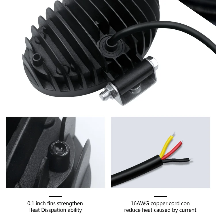 kaidisi 2020 NEW super bright 24w 144W high power led chips 8leds led work light round 24V for Truck Motorcycle SUV Offroad