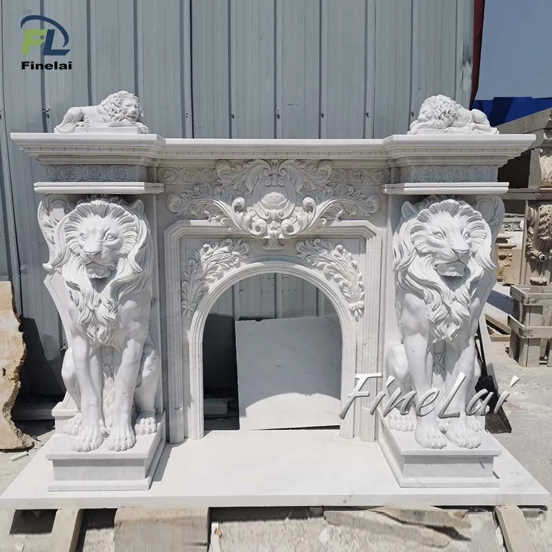 Finelai good quality huge freestanding fireplace stove with lions