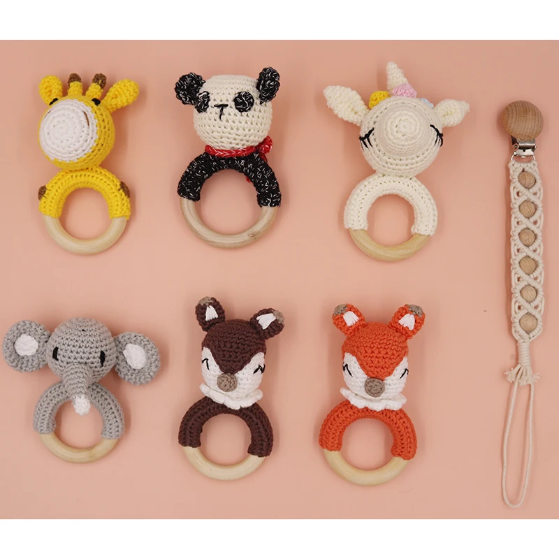 1 Set WoodenTeethers Double Sided  Baby Pacifier Clips Chain Gift Products