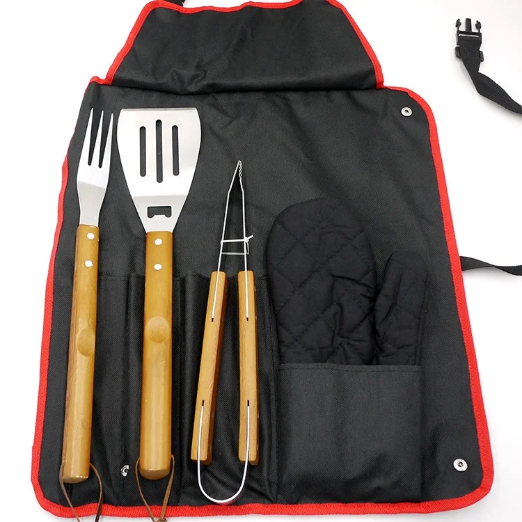 Hot Selling Stainless Steel Bbq Grill Tools Outdoor Portable Metal Cooking Tools Bag