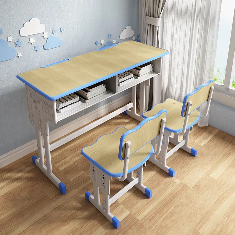 Elementary school stem classroom student desk double seat desk and school class chair chair to study school desk wood