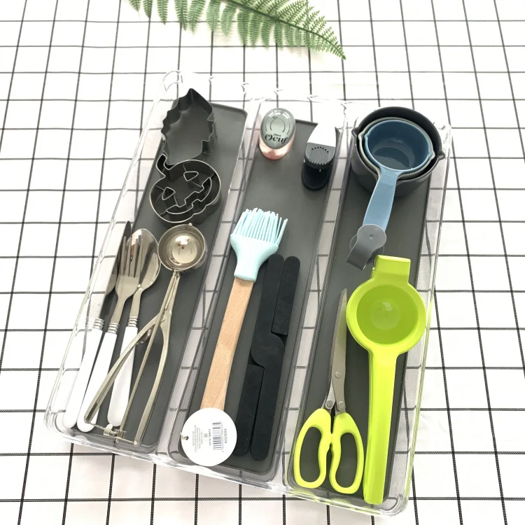 drawer organizer storage tray non slip kitchen storage cutlery organizer