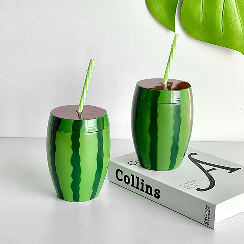 Unique Big 800ml Watermelon Cup Polycarbonate Summer Party Juice Water Bottle Disposable Cocktail Drinking Glass