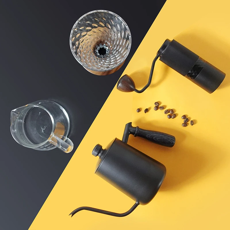 Customizable Gift Box Outdoor Travel Drip V60 Pour Over Coffee Set with Pour Over Coffee Maker Coffee kettle and Manual Grinder