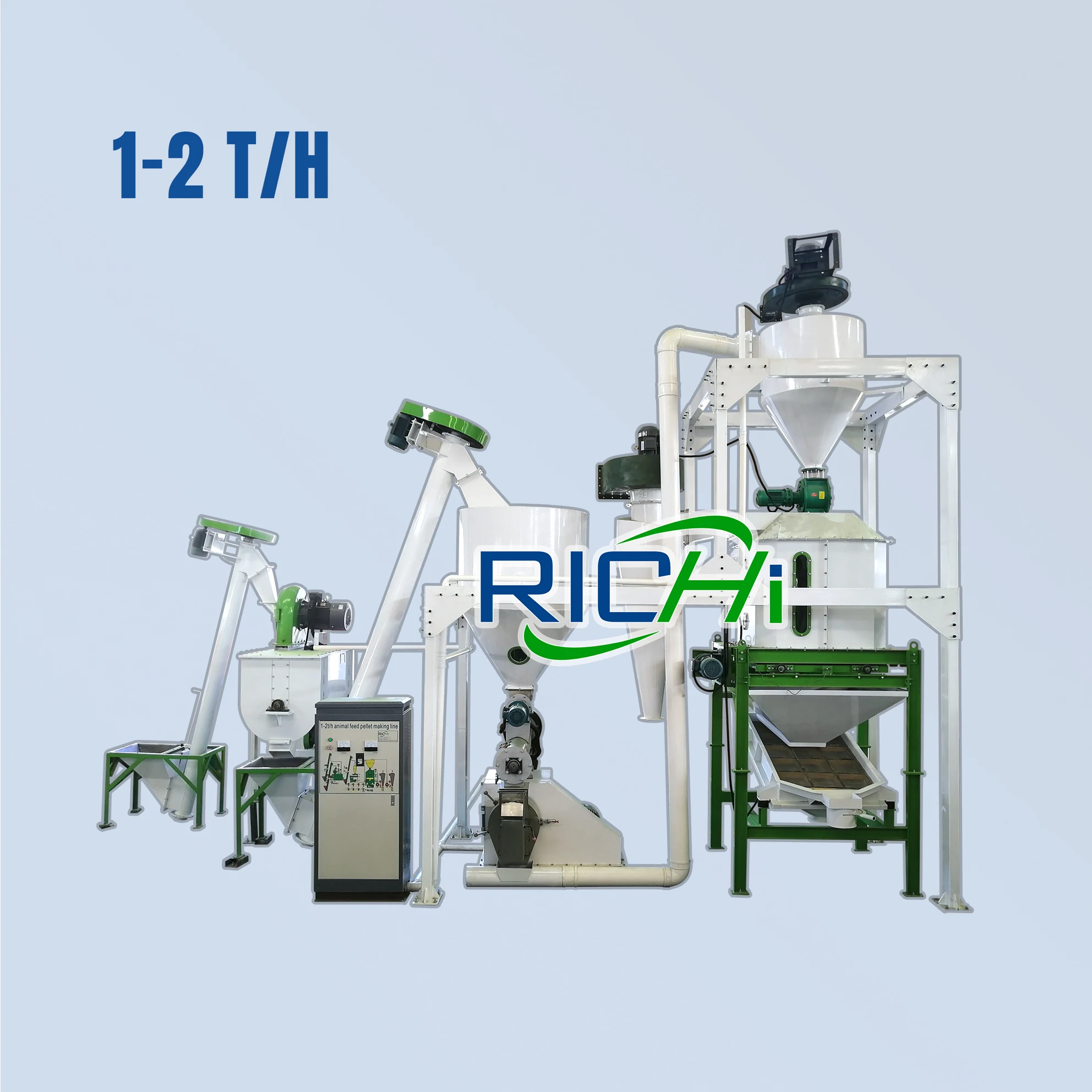 RICHI 1-2 т/ч линия по производству куриного корма для птицы и скота цыплят-бройлеров